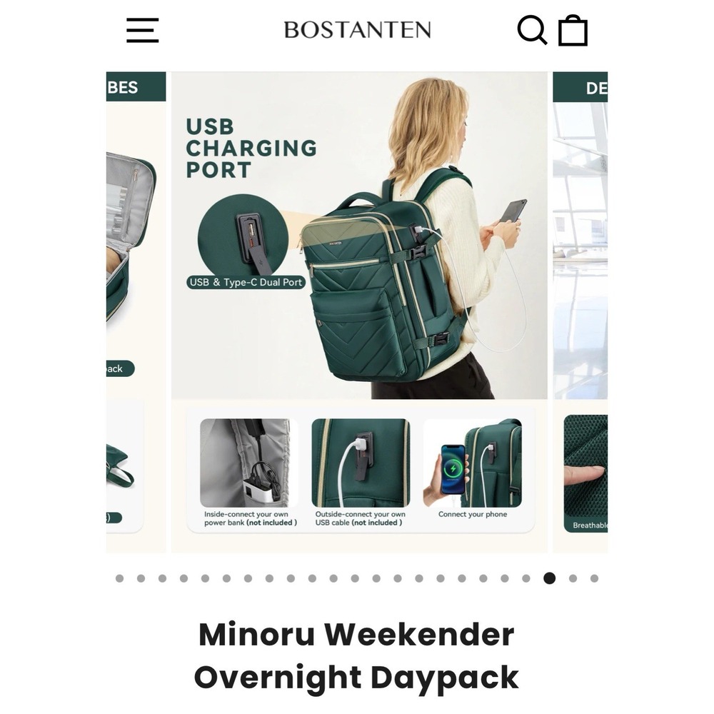 Minoru Weekender Overnight Daypack Green Flight Approved Size TSA Friendly